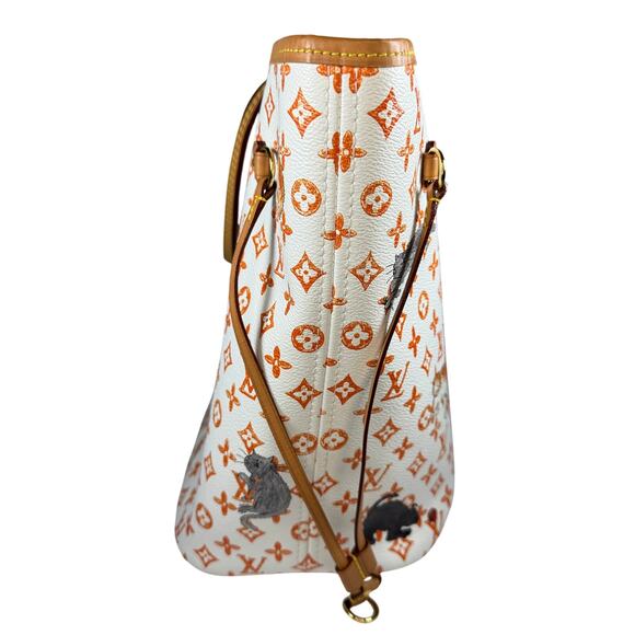 Louis Vuitton Catogram Neverfull Bag Ivory MM Grace Coddington Cat LV RARE tote - Picture 5 of 16